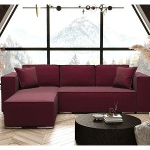 AX LIVING Hoekslaapbank bordeaux, Vinoria, L-vorm, 255 cm L AX LIVING Hoekslaapbank bordeaux, Vinoria, L-vorm, 255 cm L