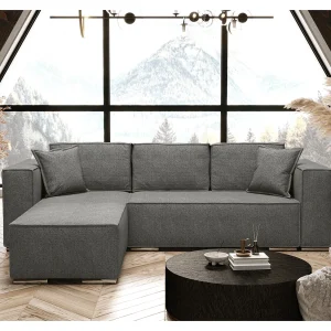 AX LIVING Hoekslaapbank grijs, Vinoria, L-vorm, 255 cm L AX LIVING Hoekslaapbank grijs, Vinoria, L-vorm, 255 cm L