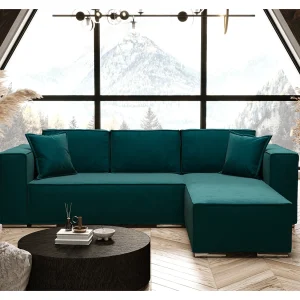 AX LIVING Hoekslaapbank turquoise, Vinoria, L-vorm, 255 cm R AX LIVING Hoekslaapbank turquoise, Vinoria, L-vorm, 255 cm R