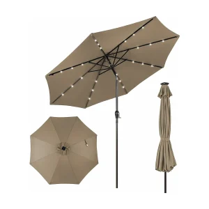 300 cm led-parasol, tuinparasol, marktscherm met solarverlichting, terrasparasol achthoek, zwengelparasol, strandscherm, zweefparasol, ZB33616 300 cm led-parasol, tuinparasol, marktscherm met solarverlichting, terrasparasol achthoek, zwengelparasol, strandscherm, zweefparasol, ZB33616