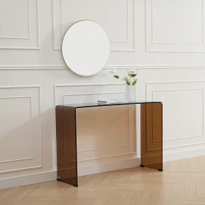 Design-consoletafel van gebogen gehard glas – Bruin – ALONZO Design-consoletafel van gebogen gehard glas – Bruin – ALONZO