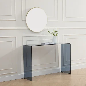 Consoletafel van gebogen gehard gerookt glas – Zwart – ALONZO Consoletafel van gebogen gehard gerookt glas – Zwart – ALONZO