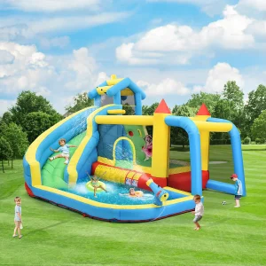 5-in-1 opblaasbaar kasteel voor kinderen – 364 x 315 x 239 cm – Oxford – met blower – Blauw 5-in-1 opblaasbaar kasteel voor kinderen – 364 x 315 x 239 cm – Oxford – met blower – Blauw
