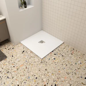 Aica 90x90x3cm witte douchebak (Slate leisteenlook),vierkant,gemaakt mengsel van natuursteen en hars,antislip,antibacterieel Roestvrij staal douchegoot rooster Aica 90x90x3cm witte douchebak (Slate leisteenlook),vierkant,gemaakt mengsel van natuursteen en hars,antislip,antibacterieel Roestvrij staal douchegoot rooster