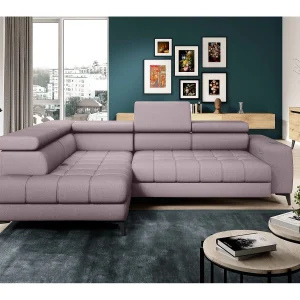 BAGGIO Hoekbank 280x196cm, slaapfunctie, opbergruimte, elektrisch verstelbaar, links, Poederroze BAGGIO Hoekbank 280x196cm, slaapfunctie, opbergruimte, elektrisch verstelbaar, links, Poederroze