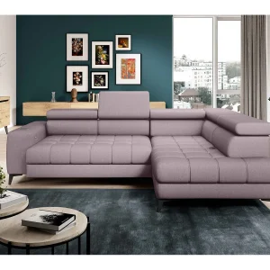BAGGIO Hoekbank 280x196cm, slaapfunctie, opbergruimte, elektrisch verstelbaar, rechts, Poederroze BAGGIO Hoekbank 280x196cm, slaapfunctie, opbergruimte, elektrisch verstelbaar, rechts, Poederroze