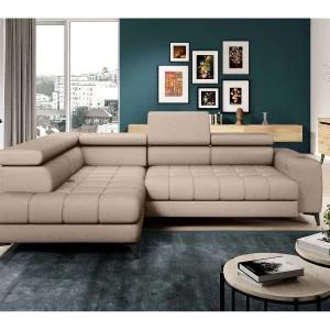 BAGGIO Hoekbank 280x196cm, slaapfunctie, opbergruimte, elektrisch verstelbaar, links, Beige BAGGIO Hoekbank 280x196cm, slaapfunctie, opbergruimte, elektrisch verstelbaar, links, Beige