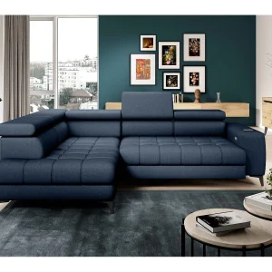 BAGGIO Hoekbank 280x196cm, slaapfunctie, opbergruimte, elektrisch verstelbaar, links, Marineblauw BAGGIO Hoekbank 280x196cm, slaapfunctie, opbergruimte, elektrisch verstelbaar, links, Marineblauw
