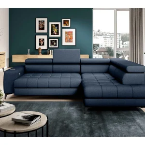 BAGGIO Hoekbank 280x196cm, slaapfunctie, opbergruimte, elektrisch verstelbaar, rechts, Marineblauw BAGGIO Hoekbank 280x196cm, slaapfunctie, opbergruimte, elektrisch verstelbaar, rechts, Marineblauw