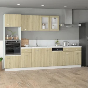 7-delige Keukenkastenset bewerkt hout sonoma eikenkleurig 7-delige Keukenkastenset bewerkt hout sonoma eikenkleurig