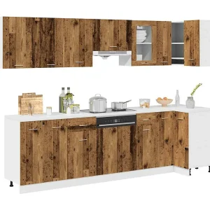 11-delige Keukenkastenset bewerkt hout oud houtkleurig 11-delige Keukenkastenset bewerkt hout oud houtkleurig