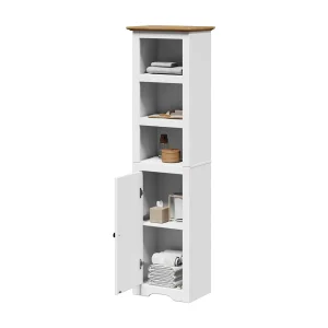 Badkamerkast BODO 44x30x160 cm wit en bruin
