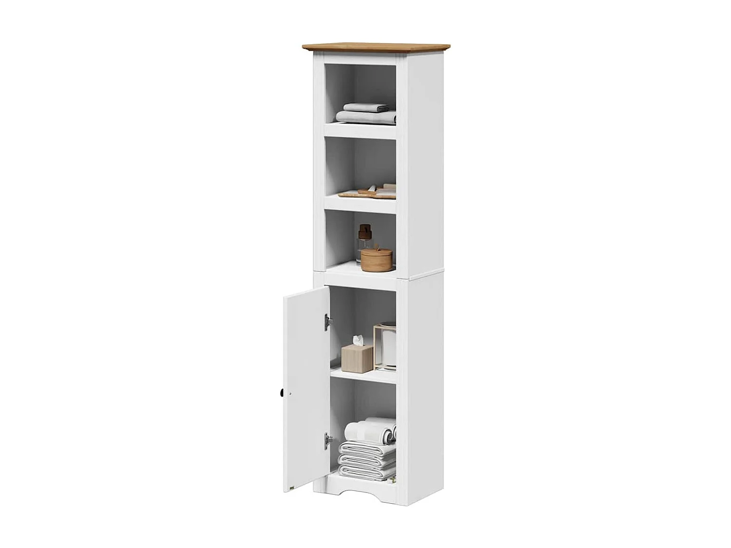 Badkamerkast BODO 44x30x160 cm wit en bruin