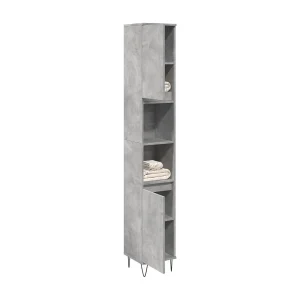 Badkamerkast 30x30x190 cm bewerkt hout betongrijs