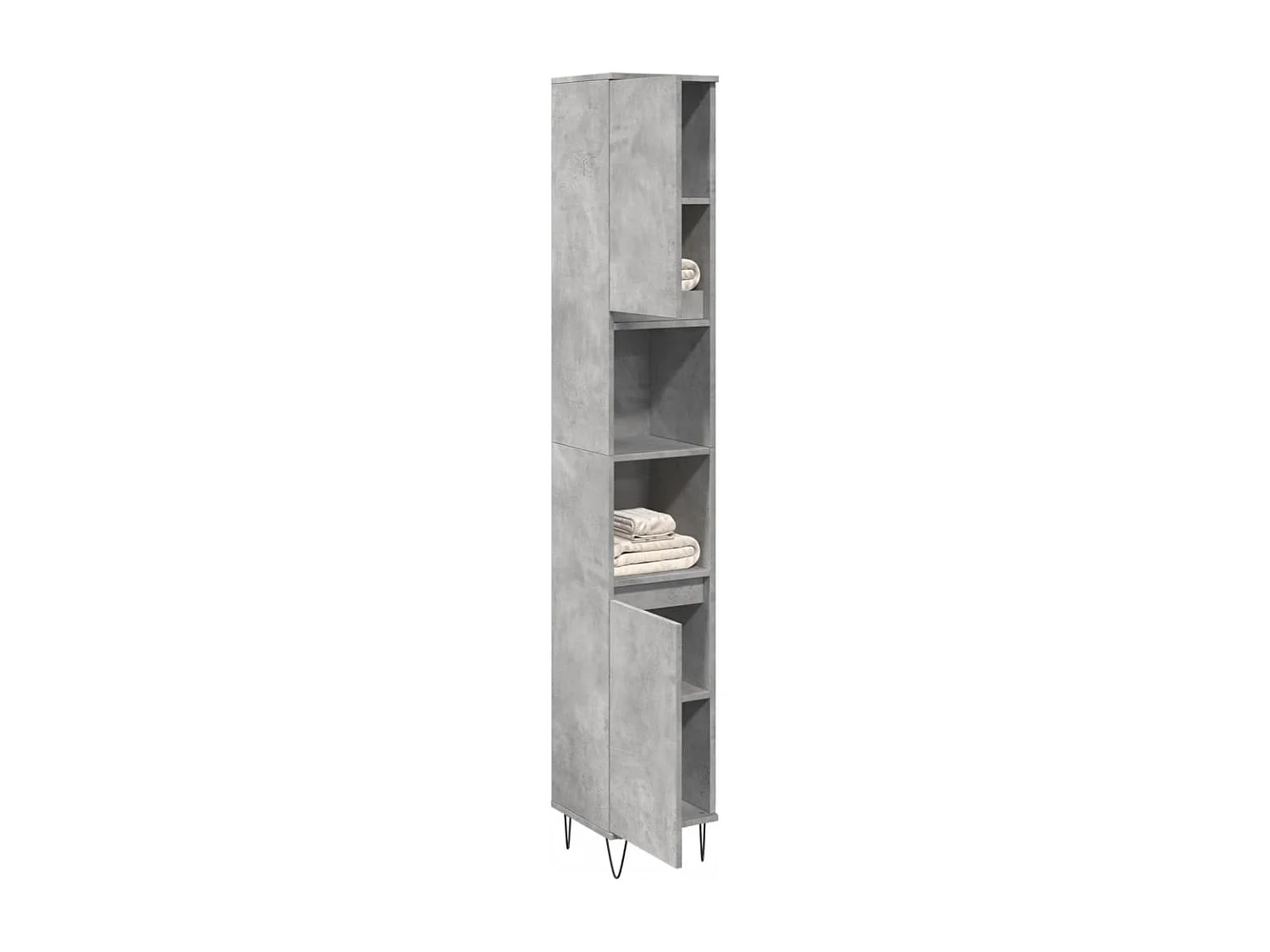 Badkamerkast 30x30x190 cm bewerkt hout betongrijs