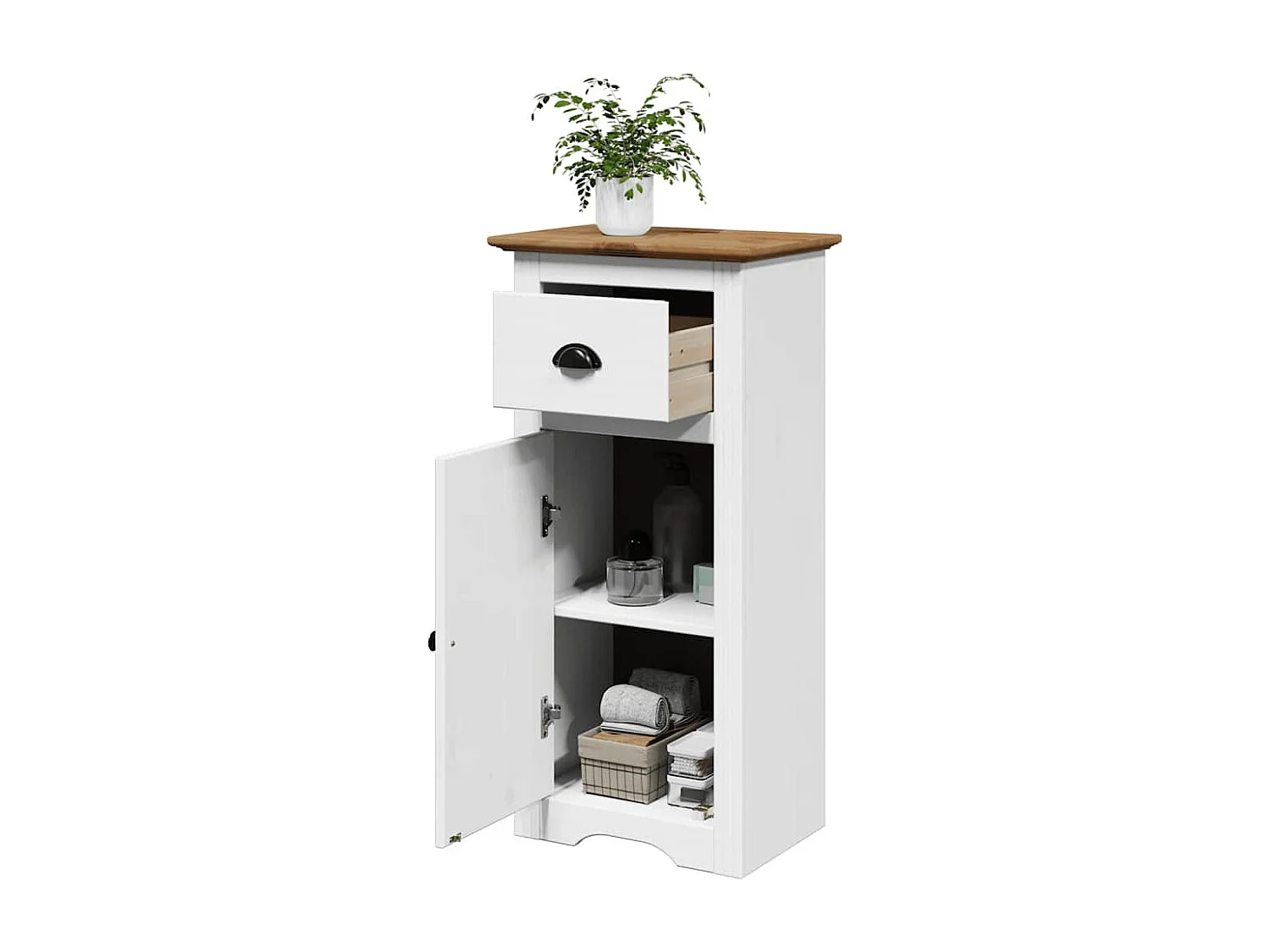 Badkamerkast BODO 44x30x90 cm wit en bruin