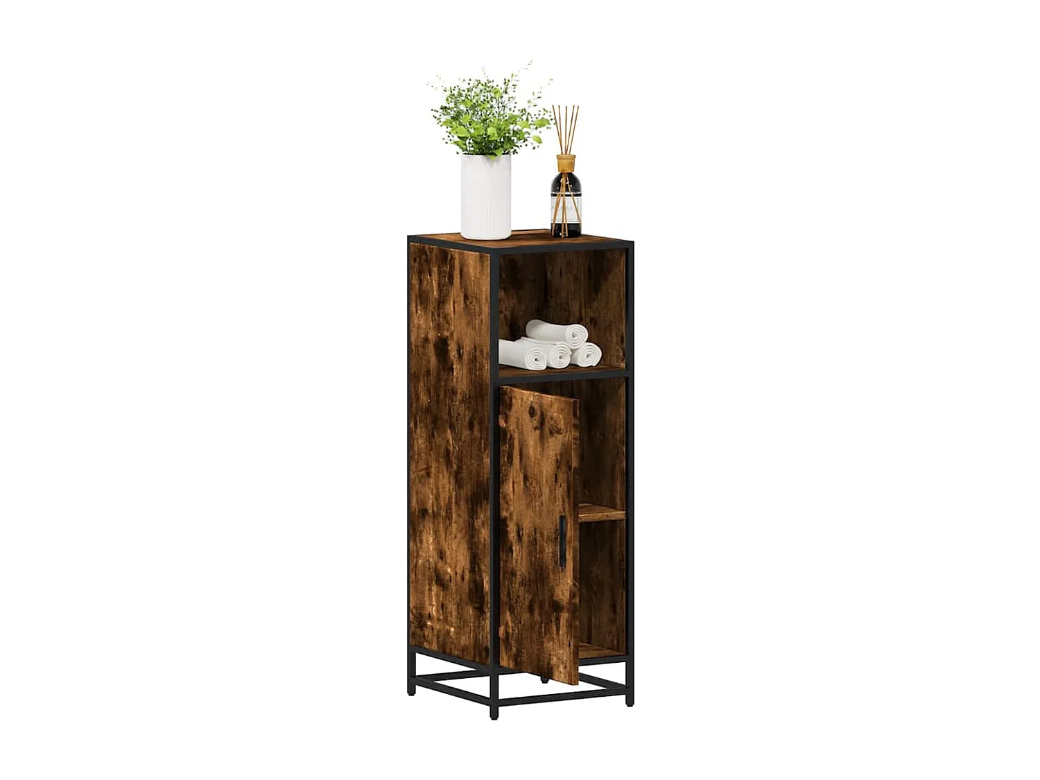 Badkamerkast 35x37,5x100 cm bewerkt hout gerookt eikenkleurig
