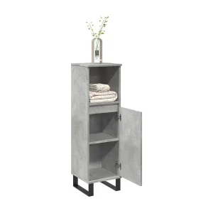 Badkamerkast 30x30x100 cm bewerkt hout betongrijs