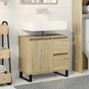 Badkamerkast 65x33x60 cm bewerkt hout sonoma eikenkleurig Badkamerkast 65x33x60 cm bewerkt hout sonoma eikenkleurig