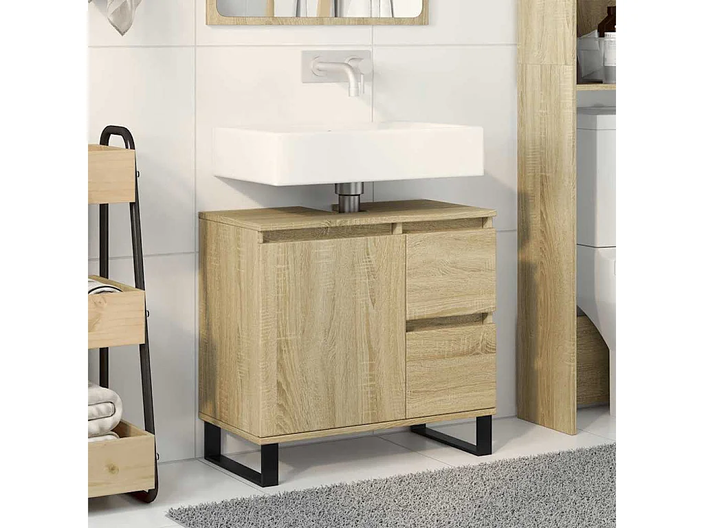 Badkamerkast 65x33x60 cm bewerkt hout sonoma eikenkleurig