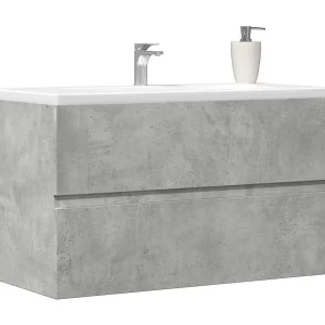 Badkamerwandkast 80×38,5×45 cm bewerkt hout betongrijs Badkamerwandkast 80×38,5×45 cm bewerkt hout betongrijs