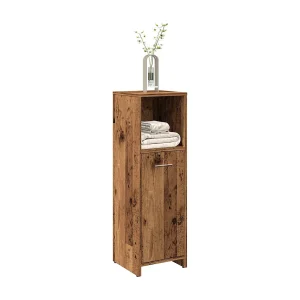 Badkamerkast 30x30x95 cm bewerkt hout oud houtkleurig