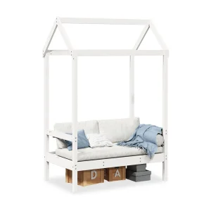 Bank met dak 117,5x70x176,5 cm massief grenenhout wit Bank met dak 117,5x70x176,5 cm massief grenenhout wit