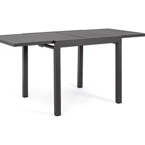 Antraciet aluminium uitschuifbare tafel 83×80 cm – 166×80 cm – PELAGIUS Antraciet aluminium uitschuifbare tafel 83×80 cm – 166×80 cm – PELAGIUS