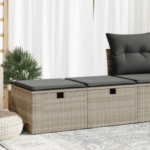 2-delige Loungeset met kussens poly rattan acacia lichtgrijs 2-delige Loungeset met kussens poly rattan acacia lichtgrijs