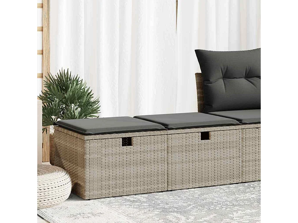 2-delige Loungeset met kussens poly rattan acacia lichtgrijs