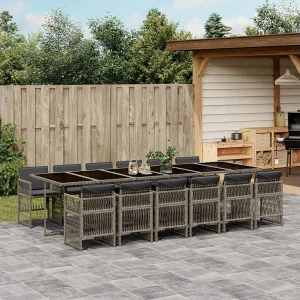 13-delige Tuinset met kussens poly rattan grijs 13-delige Tuinset met kussens poly rattan grijs