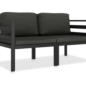 2-delige Loungeset met kussens aluminium antraciet