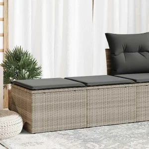 2-delige Loungeset met kussens poly rattan acacia lichtgrijs 2-delige Loungeset met kussens poly rattan acacia lichtgrijs