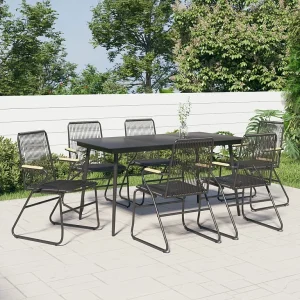 7-delige Tuinset PVC-rattan zwart 7-delige Tuinset PVC-rattan zwart