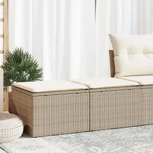 2-delige Loungeset met kussens poly rattan acacia beige 2-delige Loungeset met kussens poly rattan acacia beige