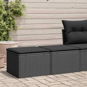 2-delige Loungeset met kussens poly rattan acacia zwart 2-delige Loungeset met kussens poly rattan acacia zwart
