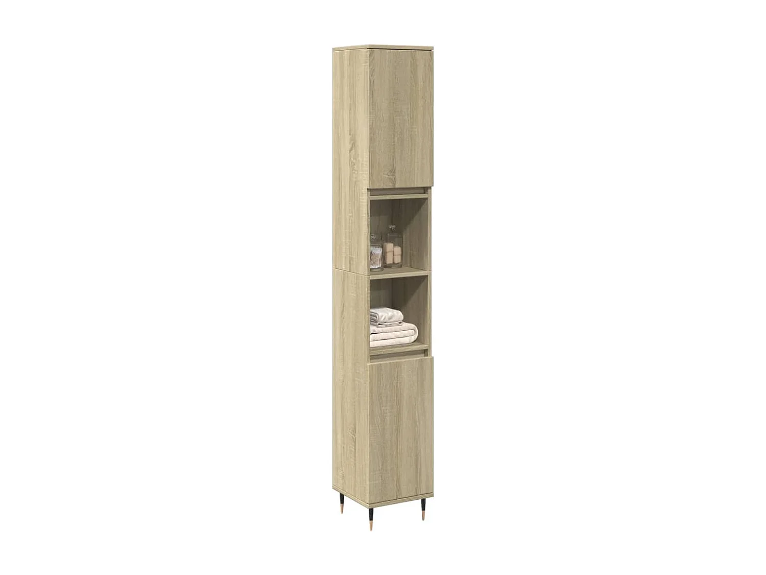 Badkamerkast 30x30x190 cm bewerkt hout sonoma eikenkleurig