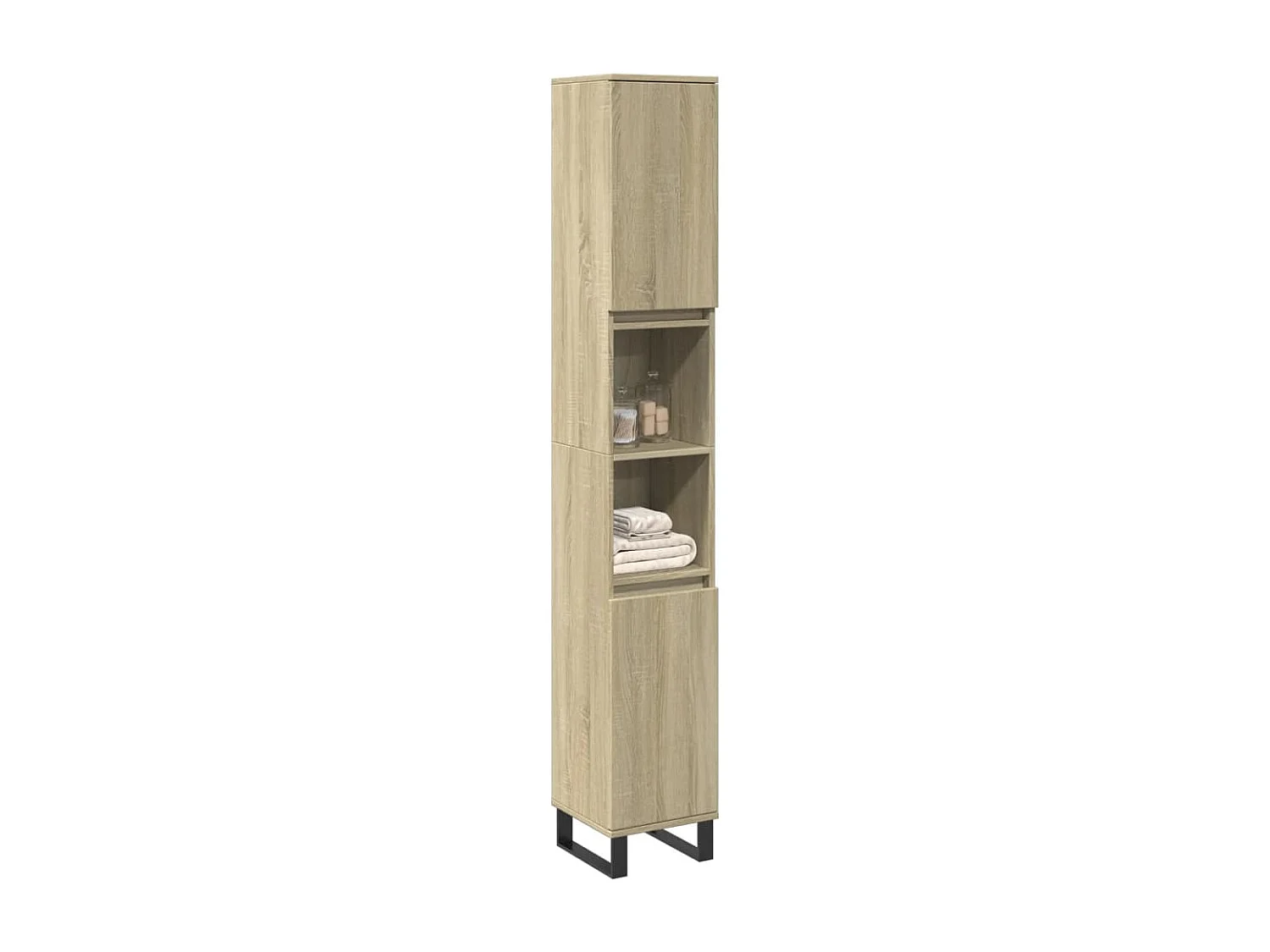 Badkamerkast 30x30x190 cm bewerkt hout sonoma eikenkleurig