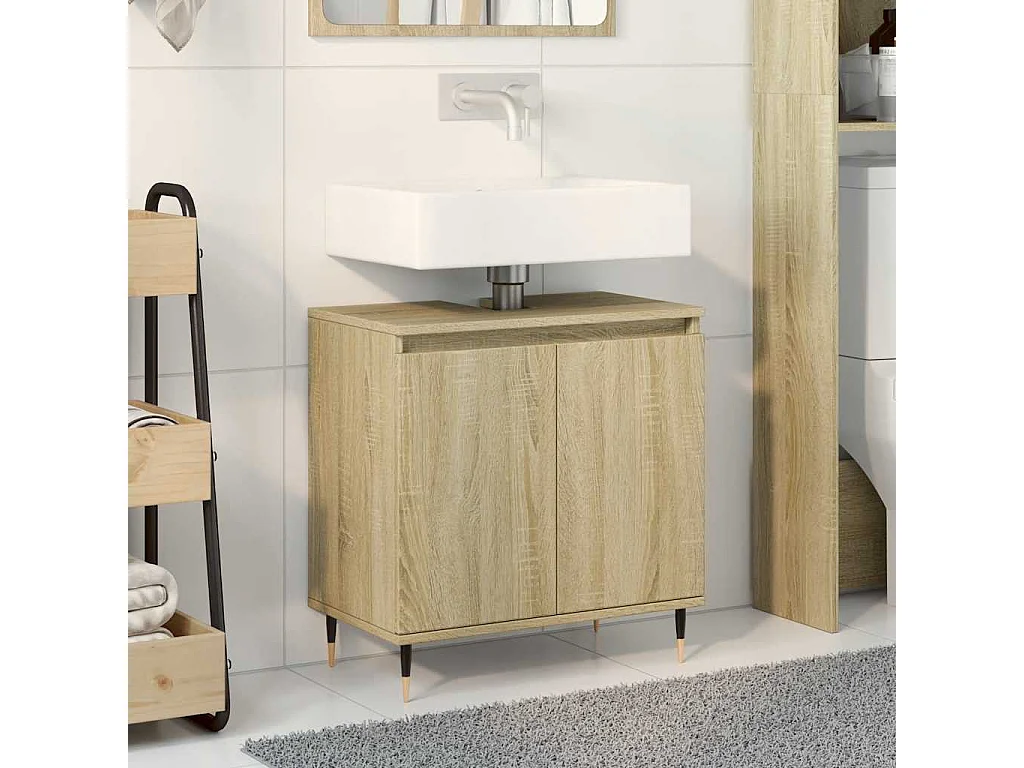 Badkamerkast 58x33x60 cm bewerkt hout sonoma eikenkleurig