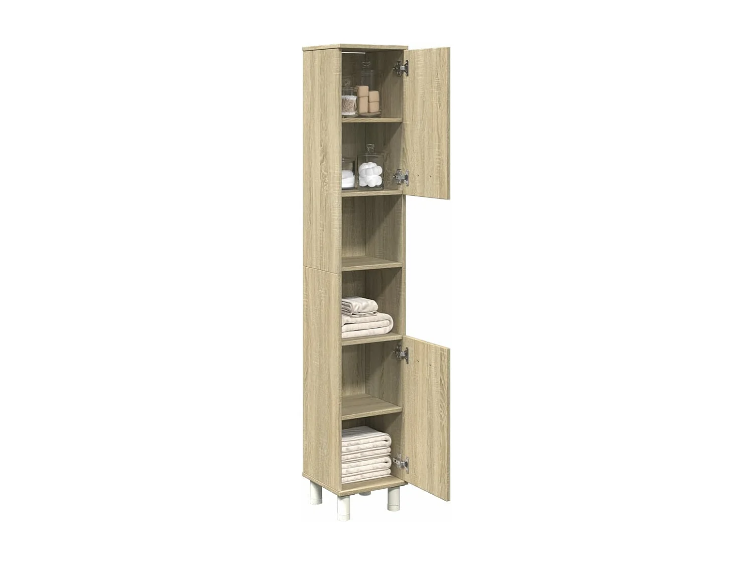 Badkamerkast 30,5x30x179 cm bewerkt hout sonoma eikenkleurig