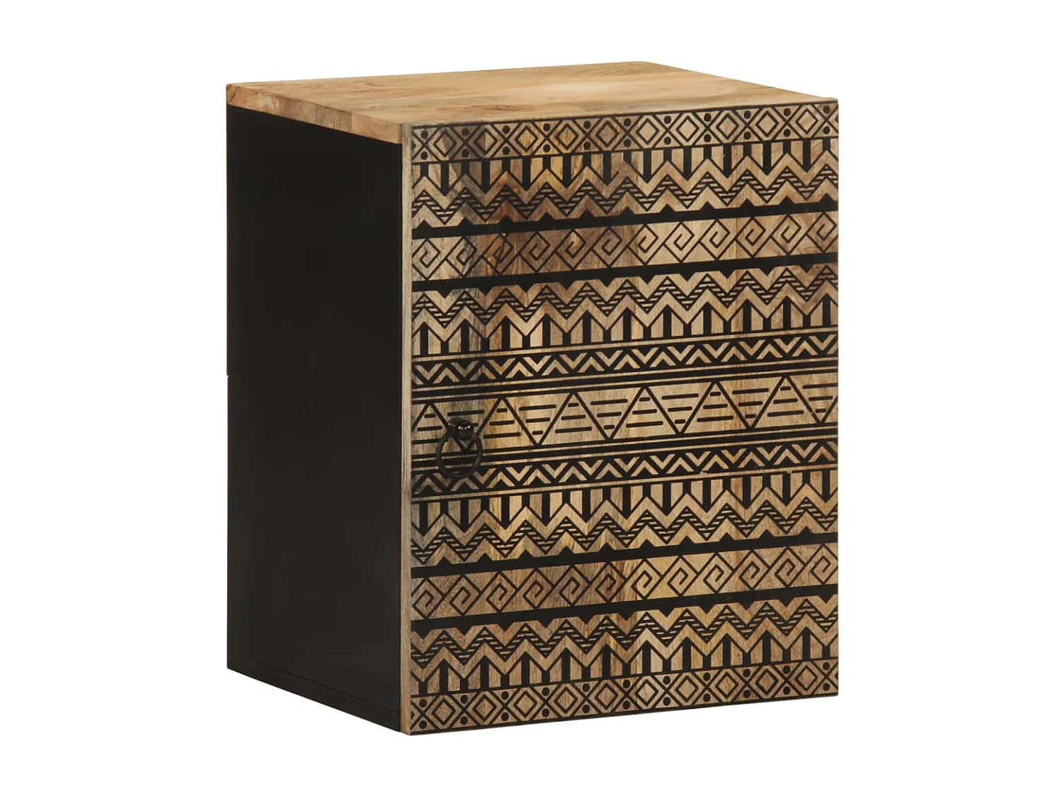 Badkamerwandkast 38x33,5x48 cm massief mangohout zwart