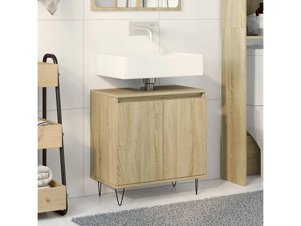 Badkamerkast 58x33x60 cm bewerkt hout sonoma eikenkleurig