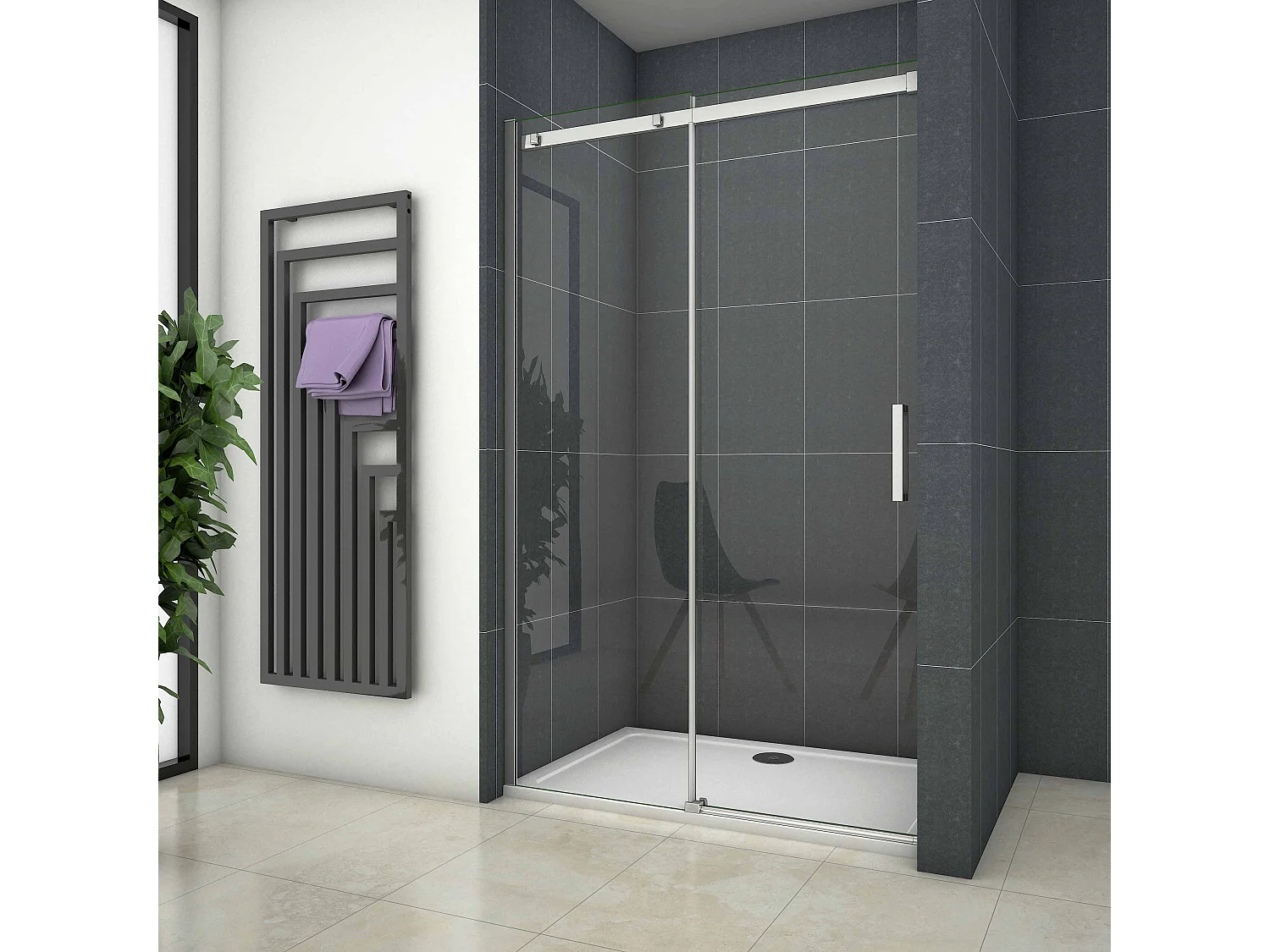 120x195cm Douchedeur Schuifdeur,8 mm NANO Helder Veiligheidsglas,Hoogwaardige Aluminium Profielen,Chroom