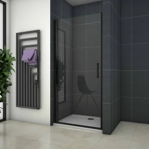 90x200cm Douche Draaideur,8mm NANO Coating Helder Veiligheidsglas,Mat Zwart Profiel