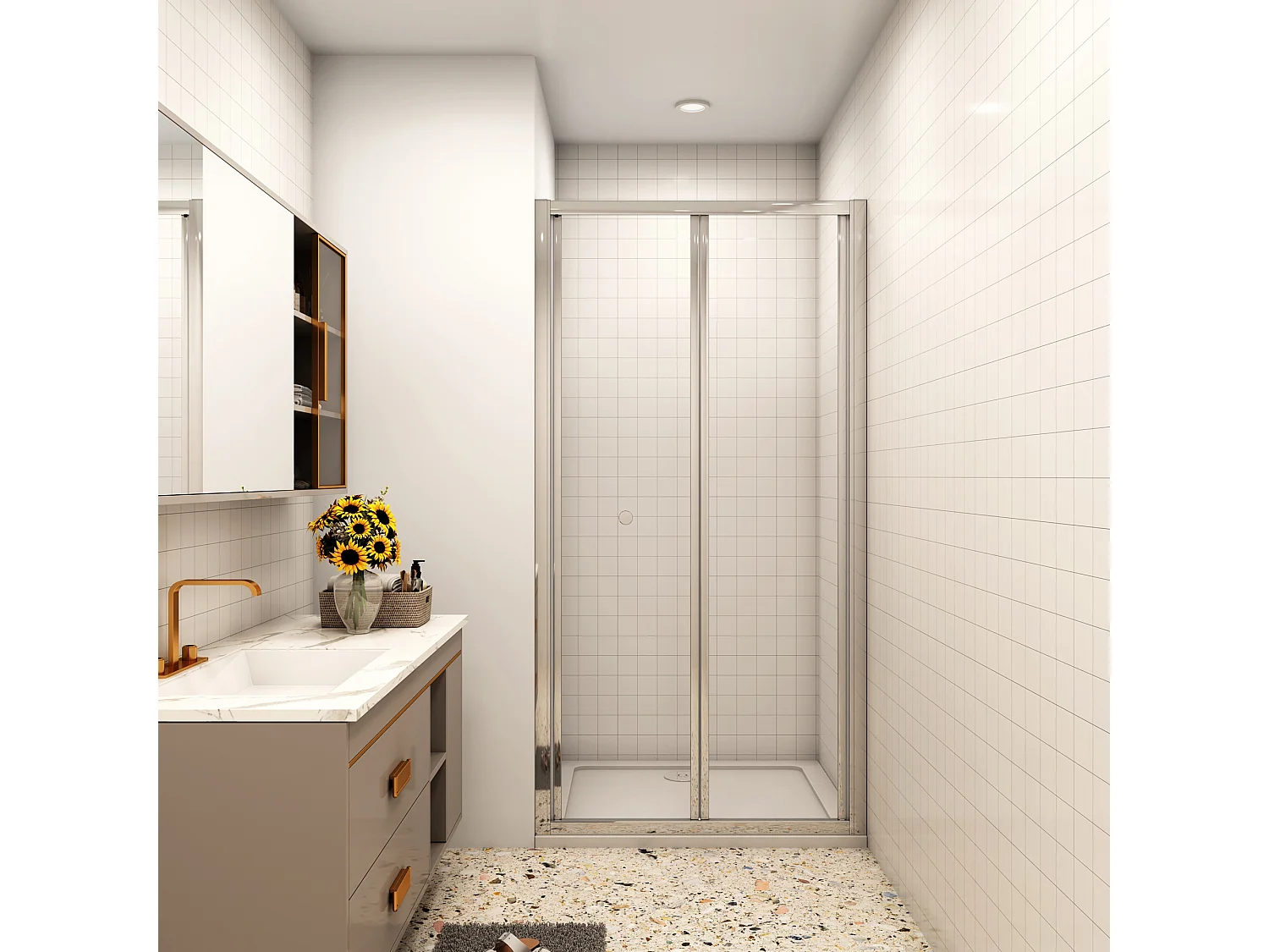 100x185cm douchedeur, 5mm veiligheidsglas,profiel van glanzend chroom.