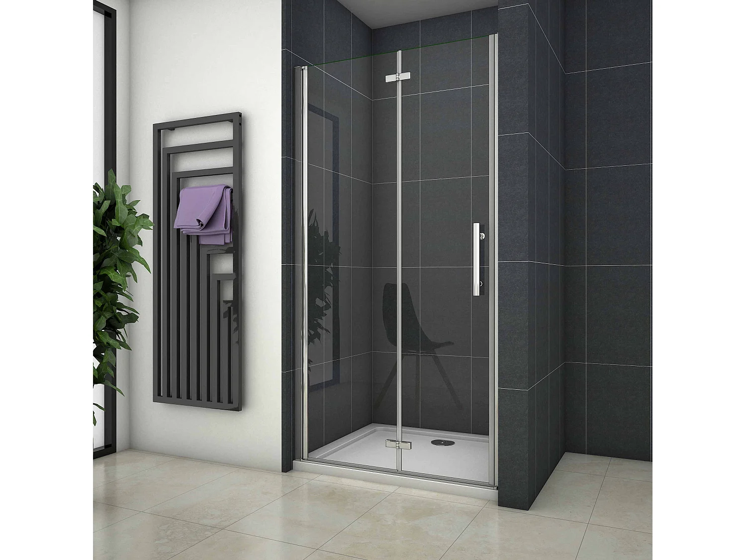 110x195cm Douchedeur vouwdeur,niche douchedeur,6mm Helder Veiligheidsglas Easyclean,profiel van glanzend chroom
