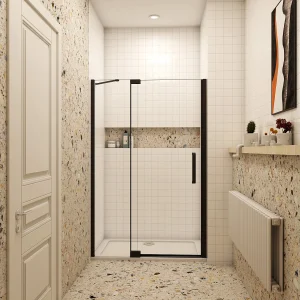 80x195cm Douchedeur,90° draaideur,8mm NANO veiligheidsglas,mat zwart 80x195cm Douchedeur,90° draaideur,8mm NANO veiligheidsglas,mat zwart