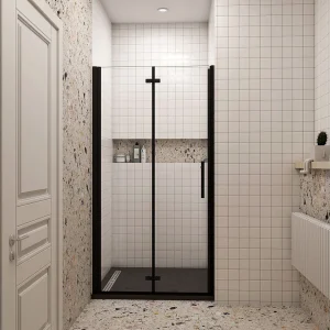 100x195cm Douchedeur vouwdeur,niche douchedeur,6mm Helder Veiligheidsglas Easyclean,Mat Zwart Profiel 100x195cm Douchedeur vouwdeur,niche douchedeur,6mm Helder Veiligheidsglas Easyclean,Mat Zwart Profiel
