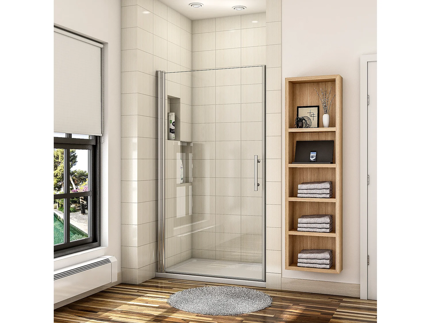 80x180cm Douchedeur draaibare 6mm NANO EasyClean veiligheidsglas, profiel van glanzend chroom.