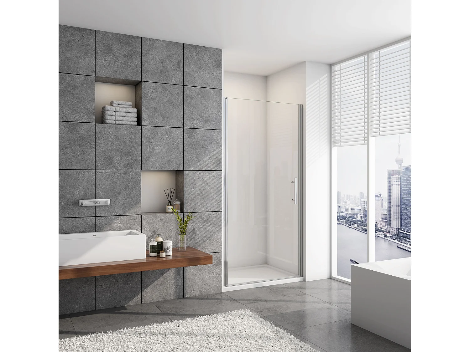 100x185cm Draaideur douchedeur, 6mm NANO veiligheidsglas , profiel van glanzend chroom.